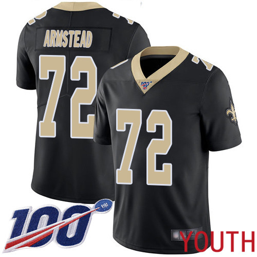 New Orleans Saints Limited Black Youth Terron Armstead Home Jersey NFL Football #72 100th Season Vapor Untouchable Jersey